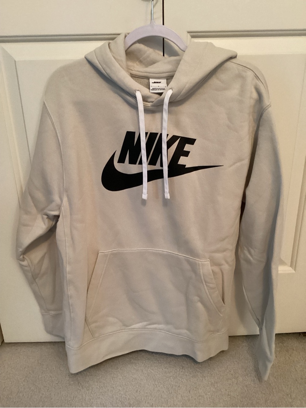 Nike Men's Cream sweatshirt with Black Swoosh
